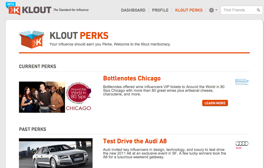 Klout Perks